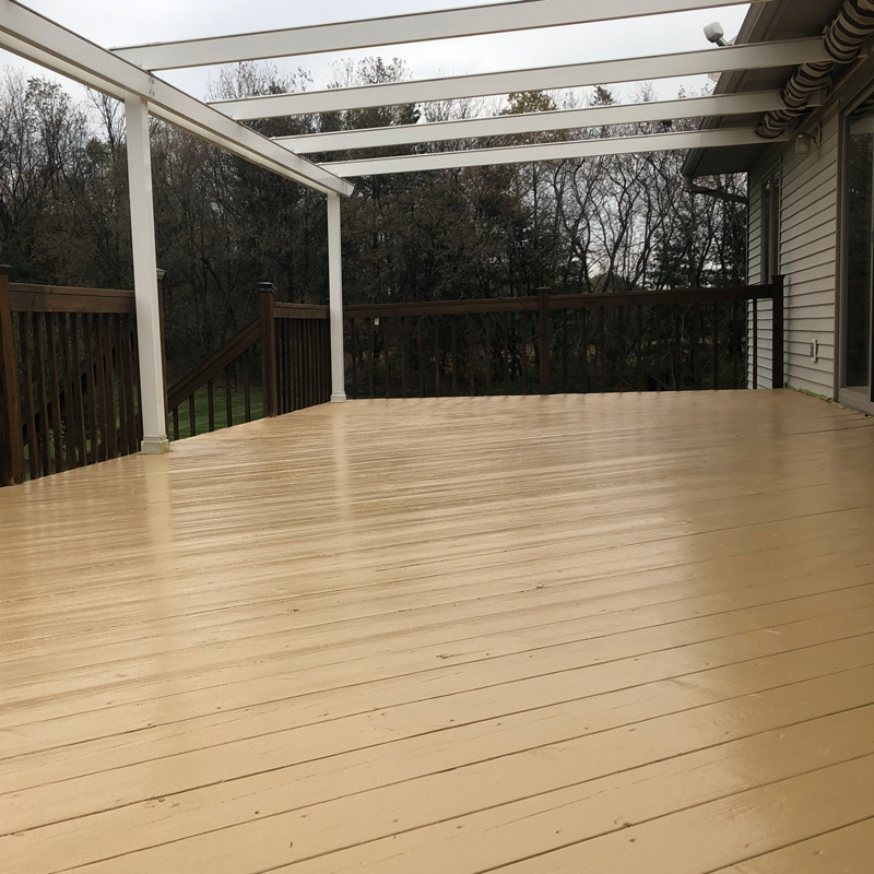 sparkly and clean wooden porch